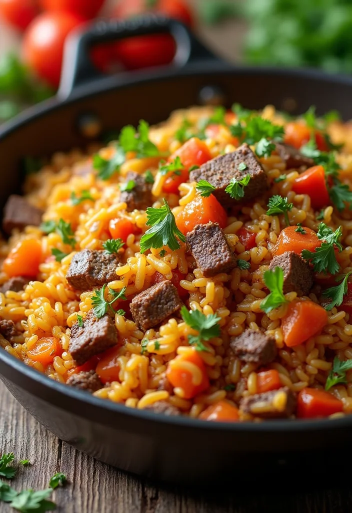12 Sticky Beef And Rice Dinners That Even Picky Eaters Love - 10. One-Pan Beef and Rice Pilaf