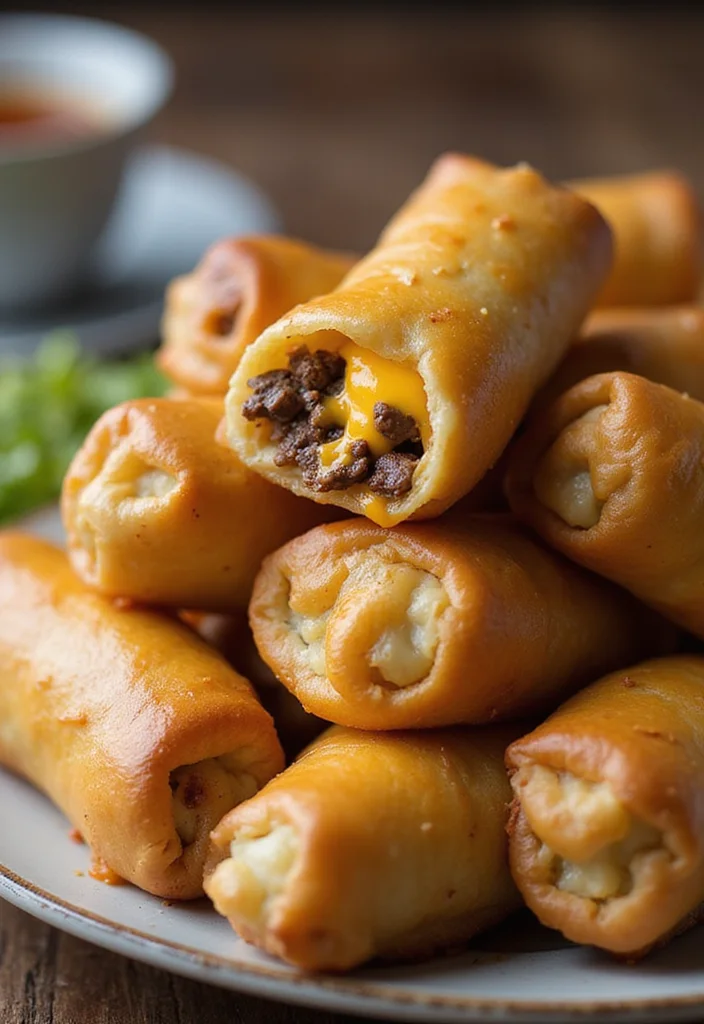 13 Comfort Food Beef Spring Rolls Dishes To Warm Your Night - 6. Beef and Cheese Spring Rolls