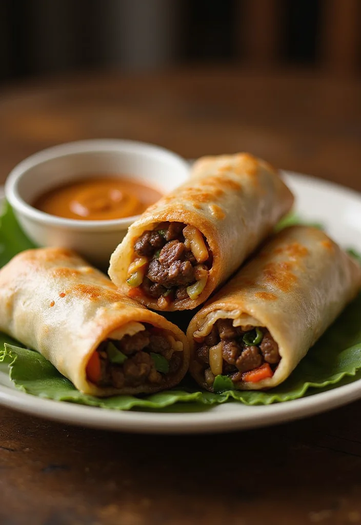 13 Comfort Food Beef Spring Rolls Dishes To Warm Your Night - 7. Thai Beef Spring Rolls with Peanut Sauce