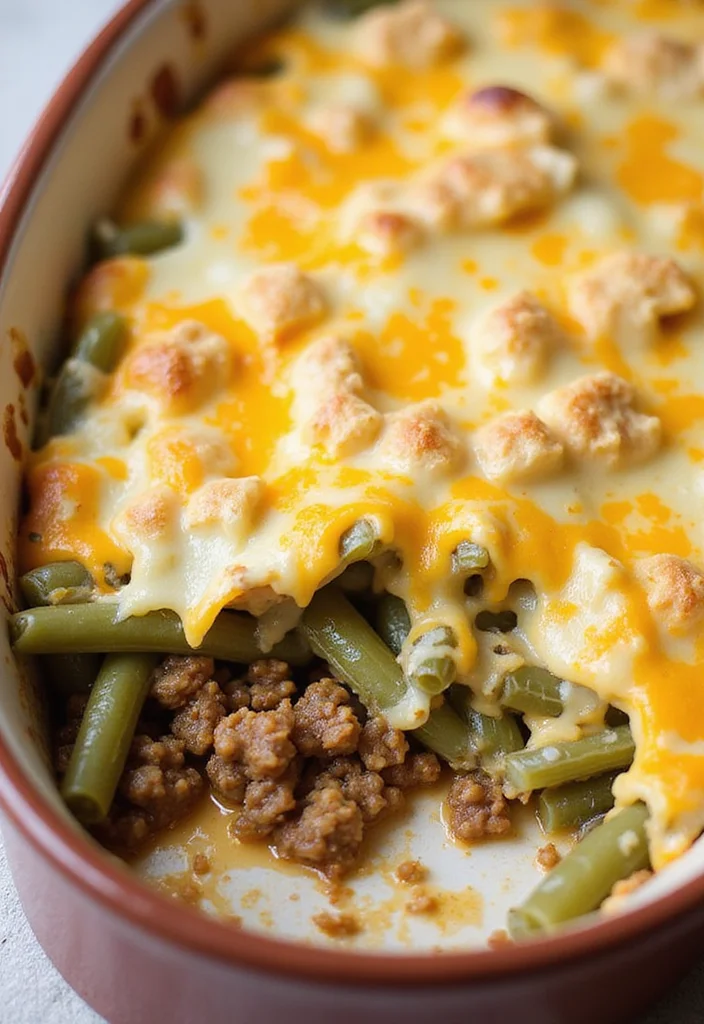 14 Easy Ground Beef Green Bean Casserole Meals That Always Impress - 2. Cheesy Ground Beef Green Bean Casserole