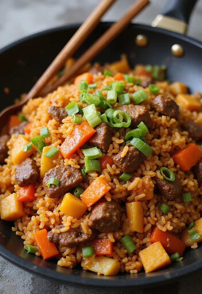 15 Ground Beef Chinese Meals Perfect For Weeknight Cooking - 2. One-Pan Spicy Beef Fried Rice