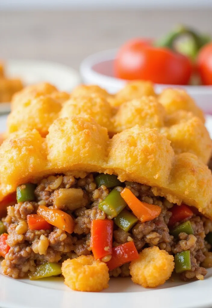 15 Tater Tot Casserole With Ground Beef Dinners That Even Picky Eaters Love - 13. Stuffed Pepper Tater Tot Casserole