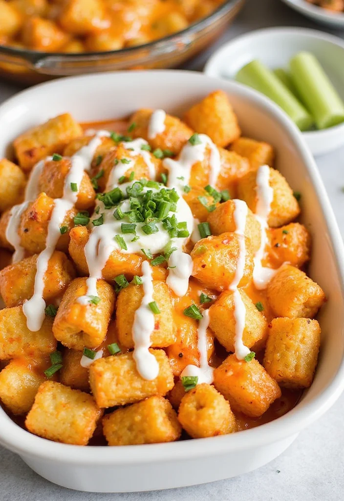15 Tater Tot Casserole With Ground Beef Dinners That Even Picky Eaters Love - 7. Buffalo Chicken Tater Tot Casserole