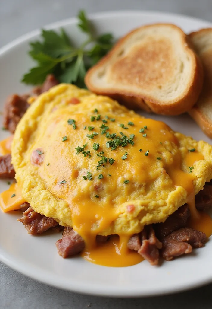 16 Crowd-Pleaser Corned Beef Dinner Ideas You'll Save Immediately - 15. Corned Beef and Cheese Omelet