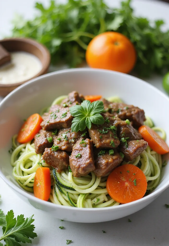 16 Fast & Flavorful Healthy Beef Stroganoff Recipes To Cook This Week - 9. Lightened-Up Beef Stroganoff with Zucchini Noodles