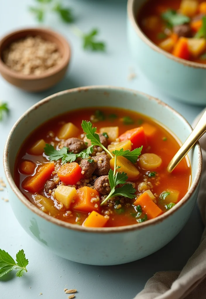 18 Comfort Food Vegetable Beef Soup Instant Pot Dishes To Warm Your Night - 13. Vegetable Beef Soup with Quinoa