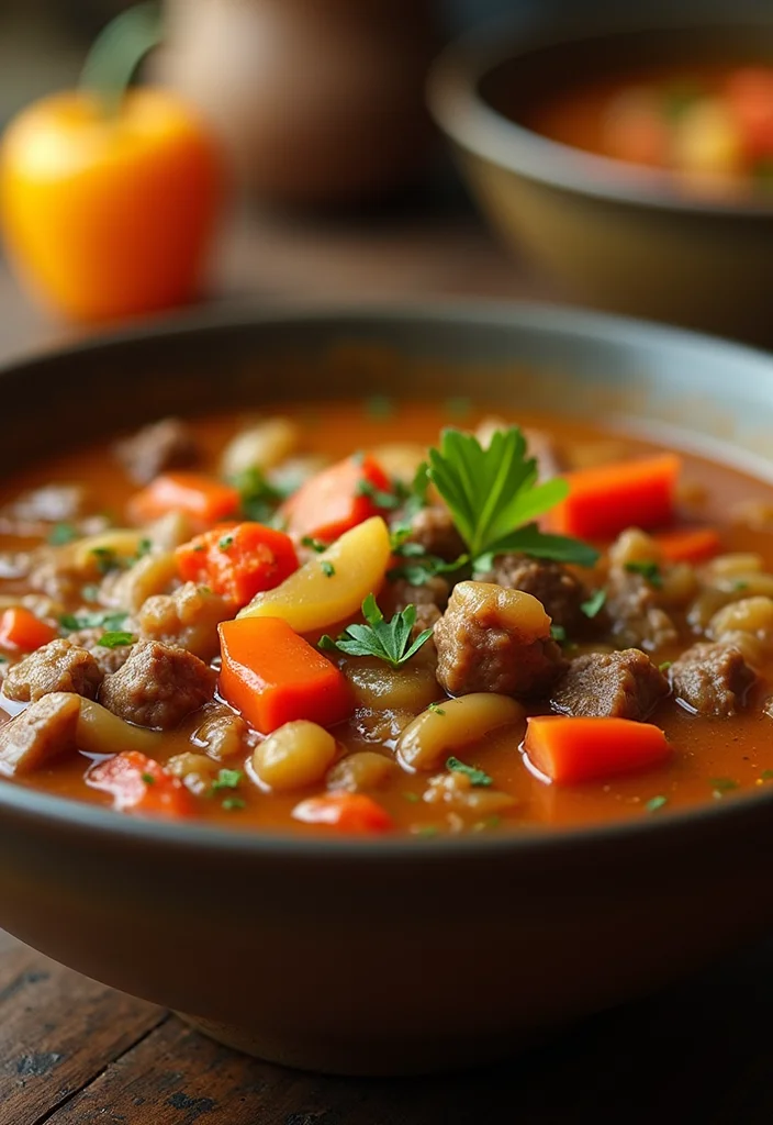 18 Comfort Food Vegetable Beef Soup Instant Pot Dishes To Warm Your Night - 16. Vegetable Beef Soup with Peppers