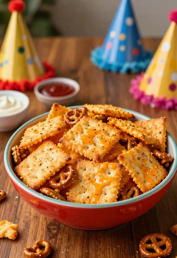 16 Christmas Snack Mix Recipes: Sweet Salty Holiday Treats - 7. Spicy Cheddar Snack Mix 1