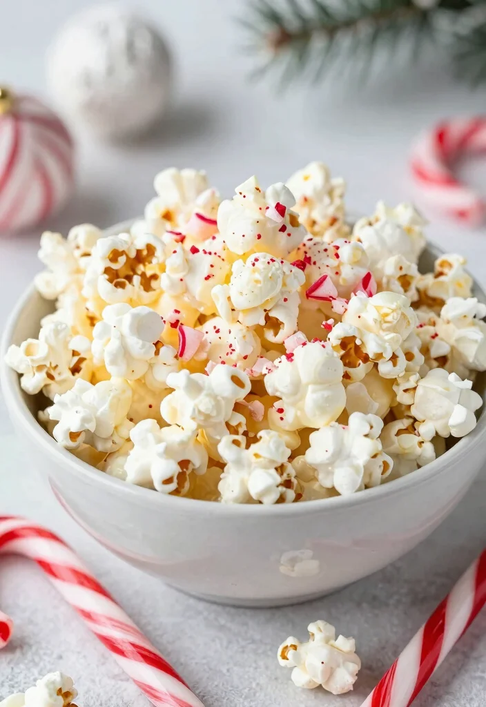 16 Christmas Snack Mix Recipes: Sweet Salty Holiday Treats - 9. Peppermint White Chocolate Popcorn Mix 1