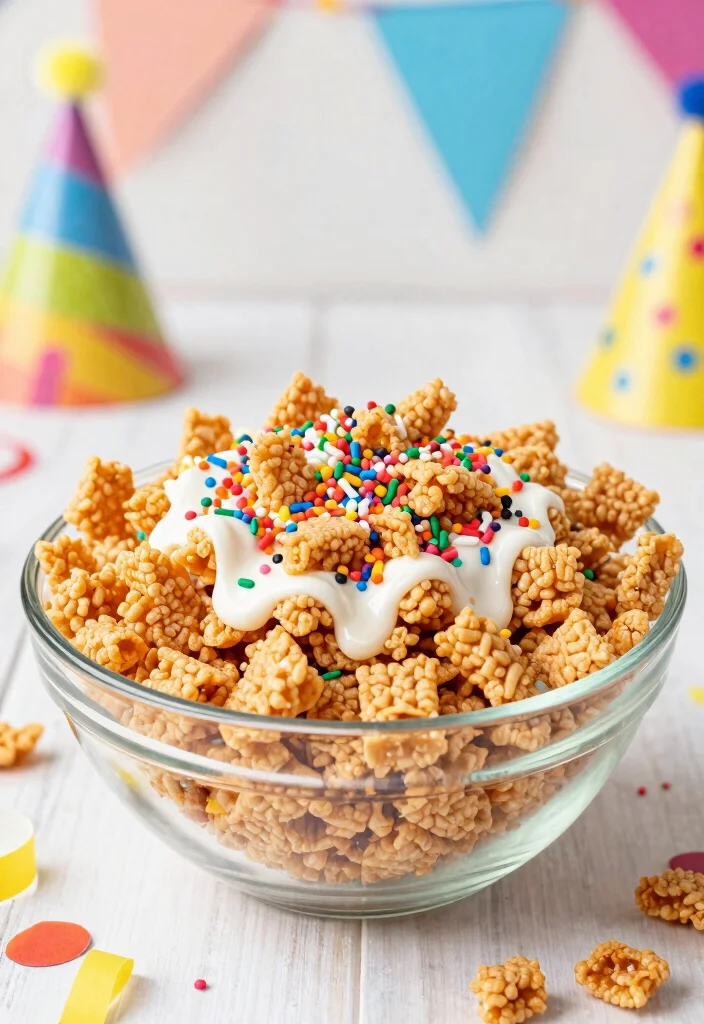 17 Chex Mix Recipes Sweet Crunchy Snack Ideas - 8. Birthday Cake Chex Mix 1