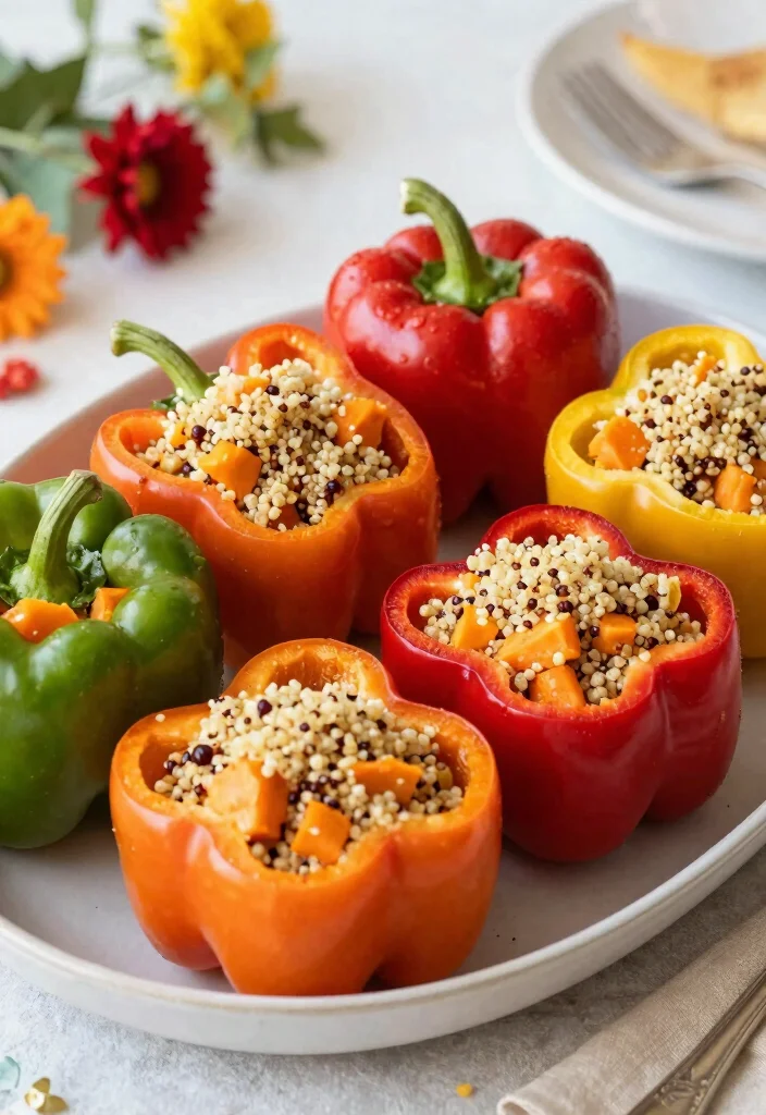 18 Candied Sweet Potato Recipes: Sweet Holiday Favorites - 15. Sweet Potato and Quinoa Stuffed Peppers 1