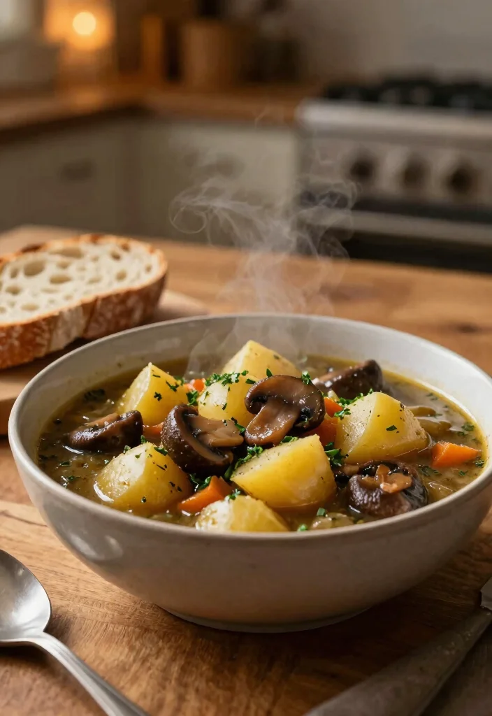 18 Creamy and Easy Crock Pot Potato Recipes for Comfort Food Lovers - 14. Rustic Potato and Mushroom Stew 1