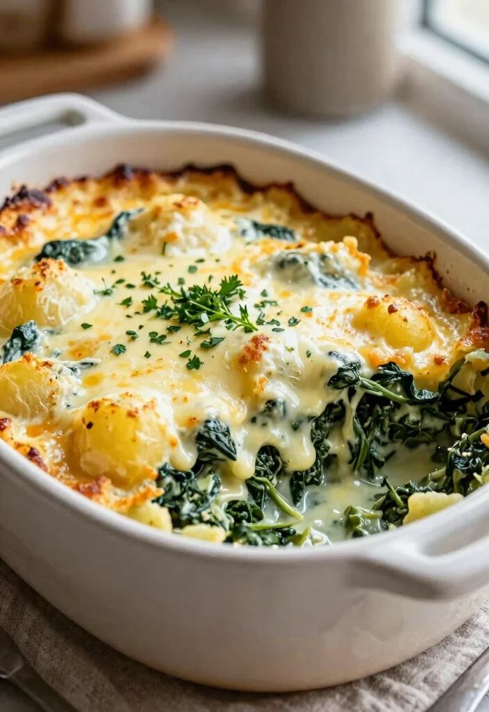 18 Creamy and Easy Crock Pot Potato Recipes for Comfort Food Lovers - 17. Creamy Spinach and Potato Bake 1