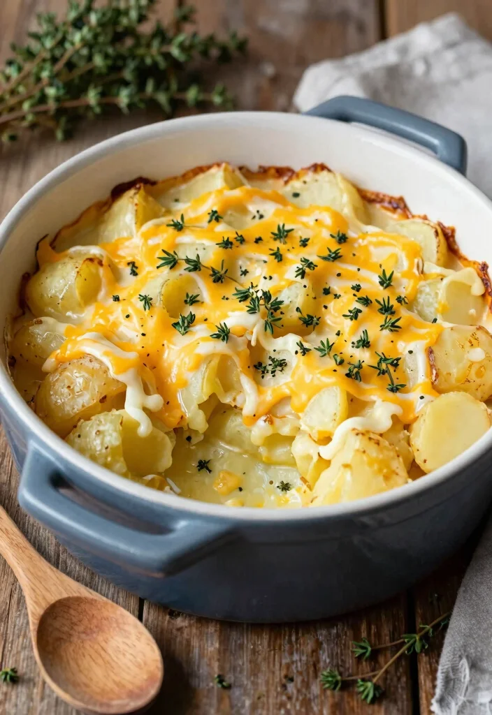 18 Creamy and Easy Crock Pot Potato Recipes for Comfort Food Lovers - 7. Creamy Scalloped Potatoes with Thyme 1