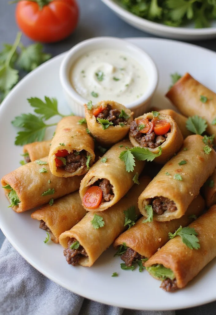 13 Comfort Food Beef Spring Rolls Dishes To Warm Your Night - 11. Mediterranean Beef Spring Rolls 1