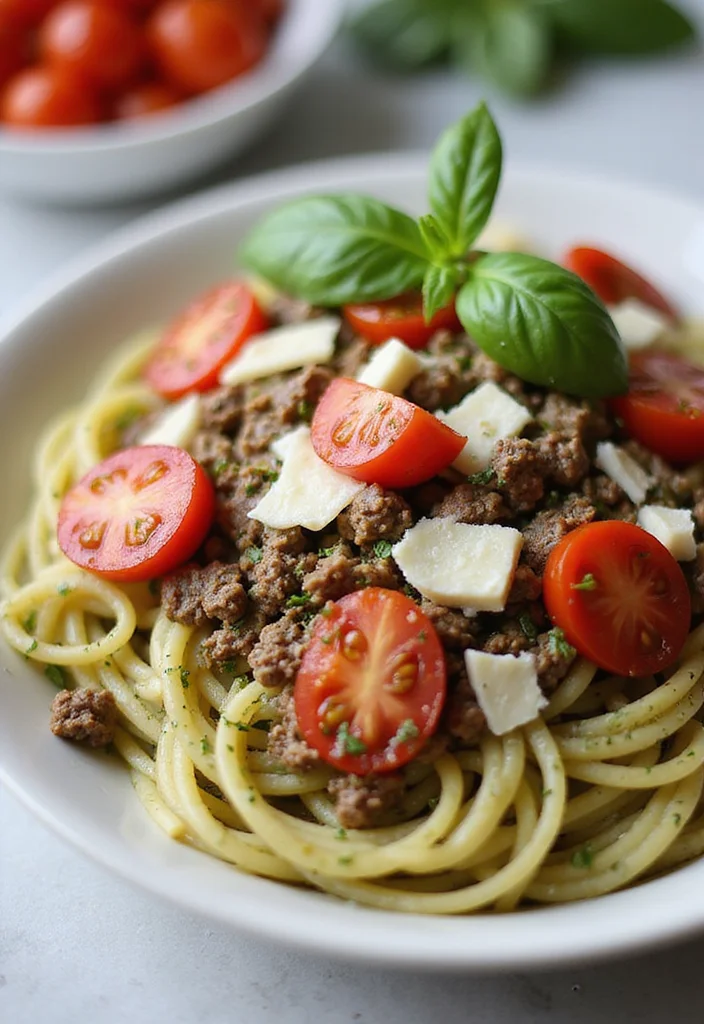 13 Ground Beef Recipes Healthy Recipes Everyone Is Searching For - 12. Ground Beef Pesto Pasta 1