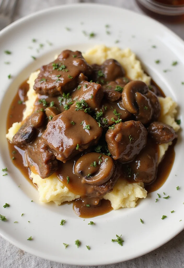 14 Genius Ways To Use Air Fryer Beef Tips Tonight - 10. Beef Tips with Mushroom Sauce 1