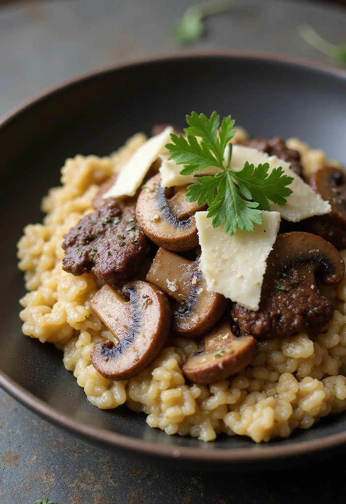 14 Shaved Beef Steak Recipes That Taste Incredible - 10. Beef Steak and Mushroom Risotto 1