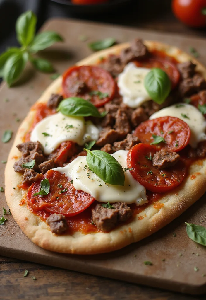 14 Shaved Beef Steak Recipes That Taste Incredible - 7. Beef Steak and Pepperoni Flatbread 1