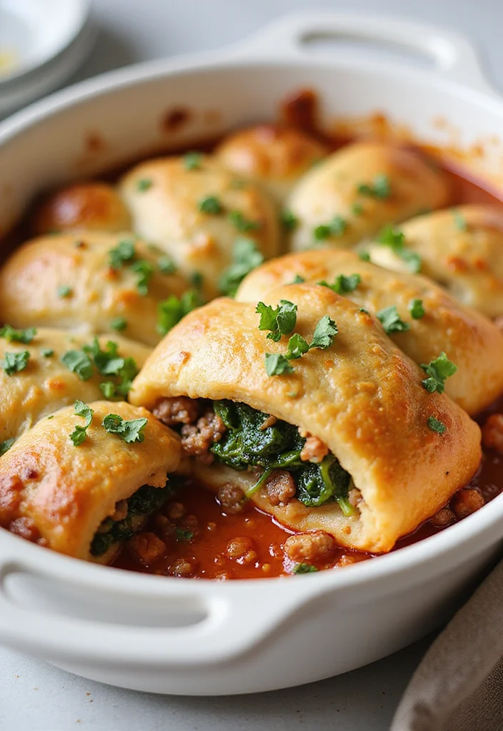 14 Underrated Ground Beef Crescent Roll Recipes Worth Making - 10. Ground Beef and Spinach Crescent Roll Bake 1
