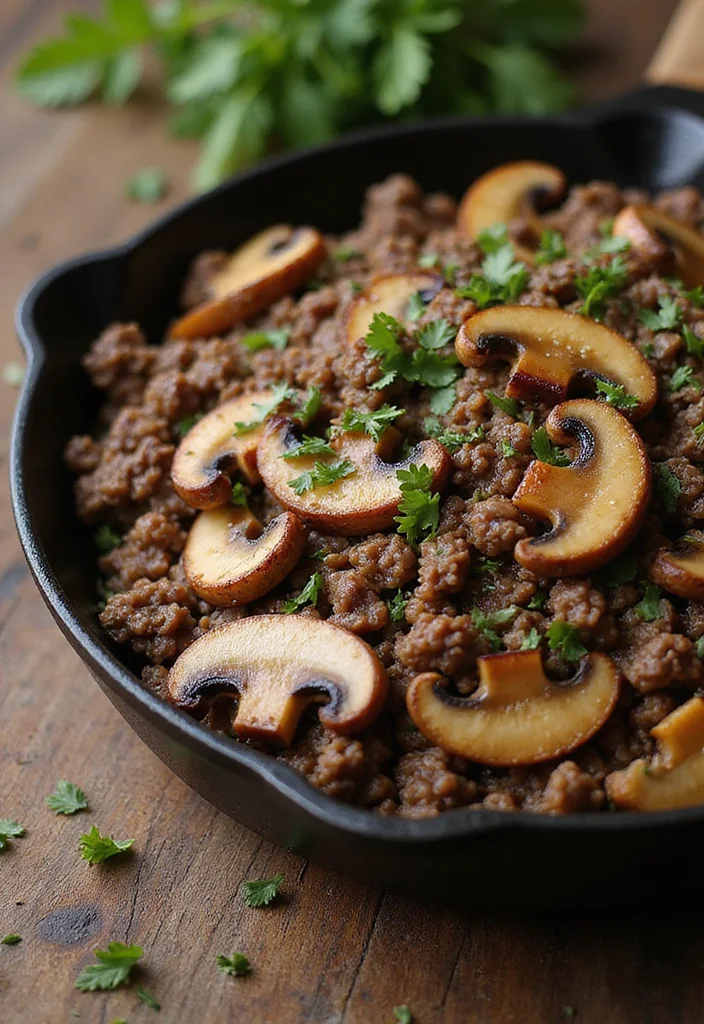 14 Underrated Ground Beef Recipes No Pasta Recipes Worth Making - 8. Ground Beef and Mushroom Skillet 1