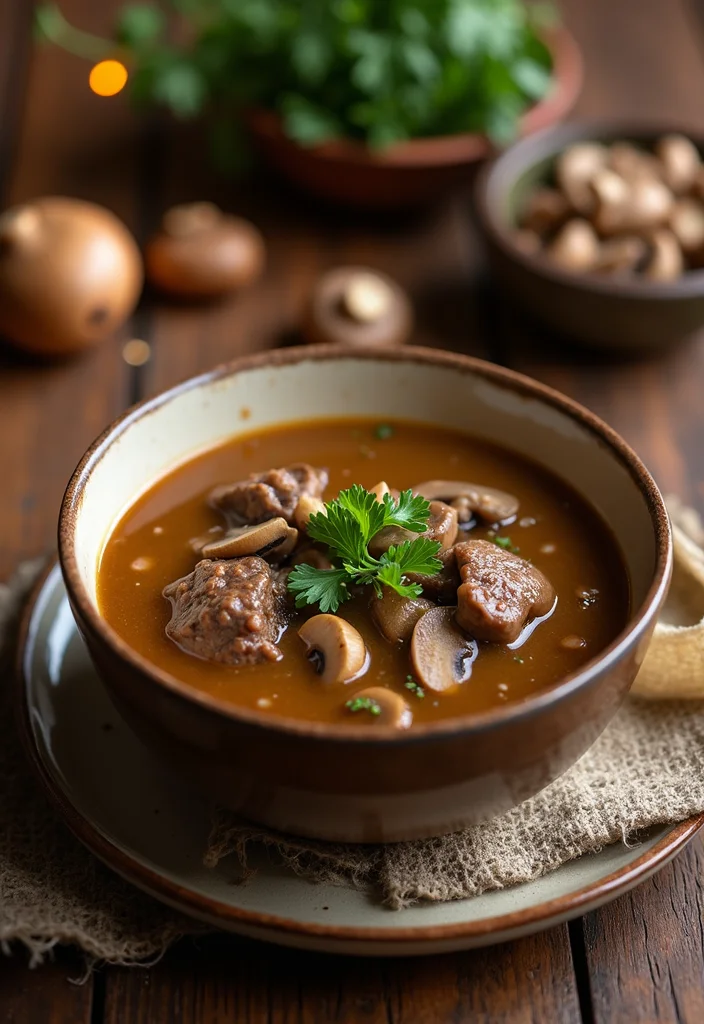15 Comfort Food Beef Soup Bone Dishes To Warm Your Night - 15. Beef and Mushroom Soup 1