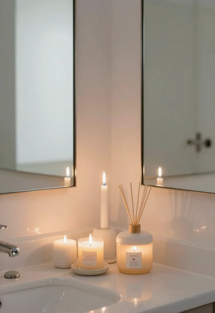 15 Decor Between Two Bathroom Mirrors Ideas With Stylish Balance - 15. Aromatic Elements 1