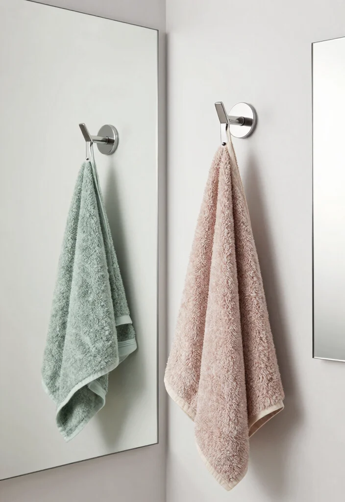 15 Decor Between Two Bathroom Mirrors Ideas With Stylish Balance - 8. Towel Racks and Hooks 1