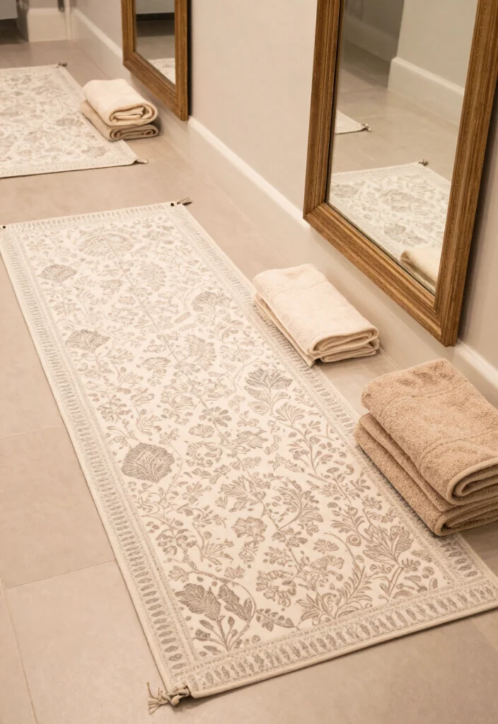 15 Decor Between Two Bathroom Mirrors Ideas With Stylish Balance - 9. Soft Textiles 1