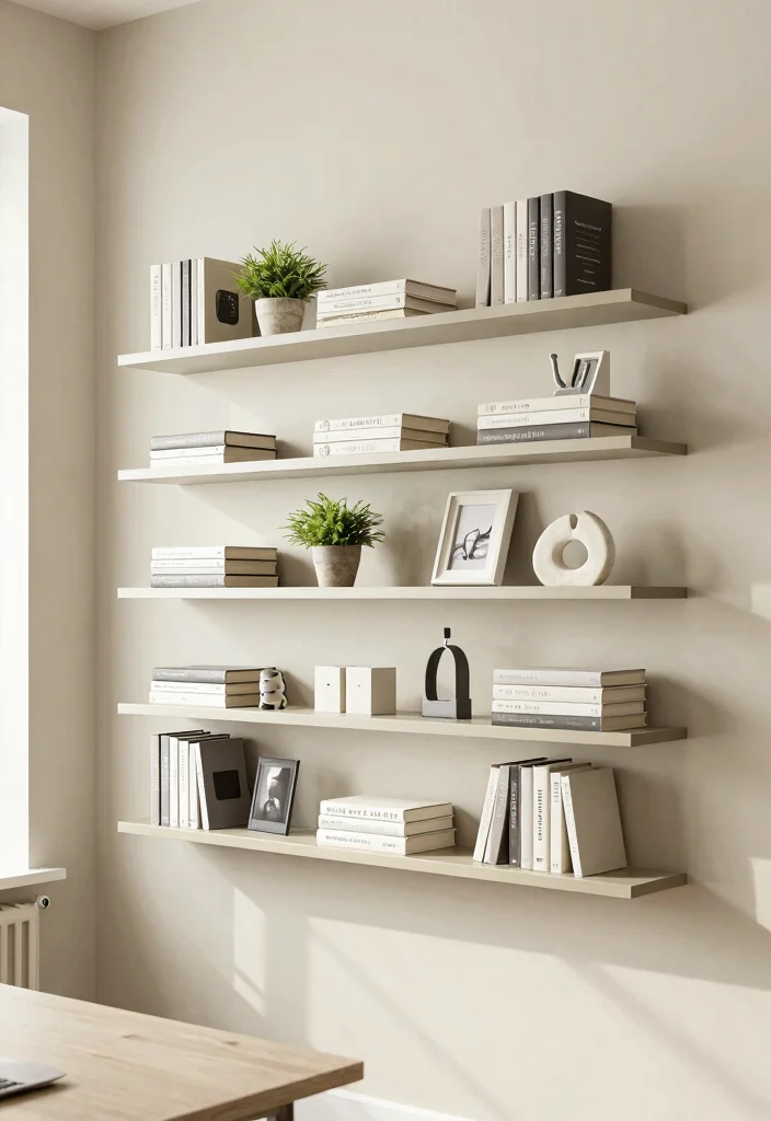 15 Office Wall Shelf Ideas That Maximize Vertical Space - 1. Floating Shelves for a Seamless Look 1