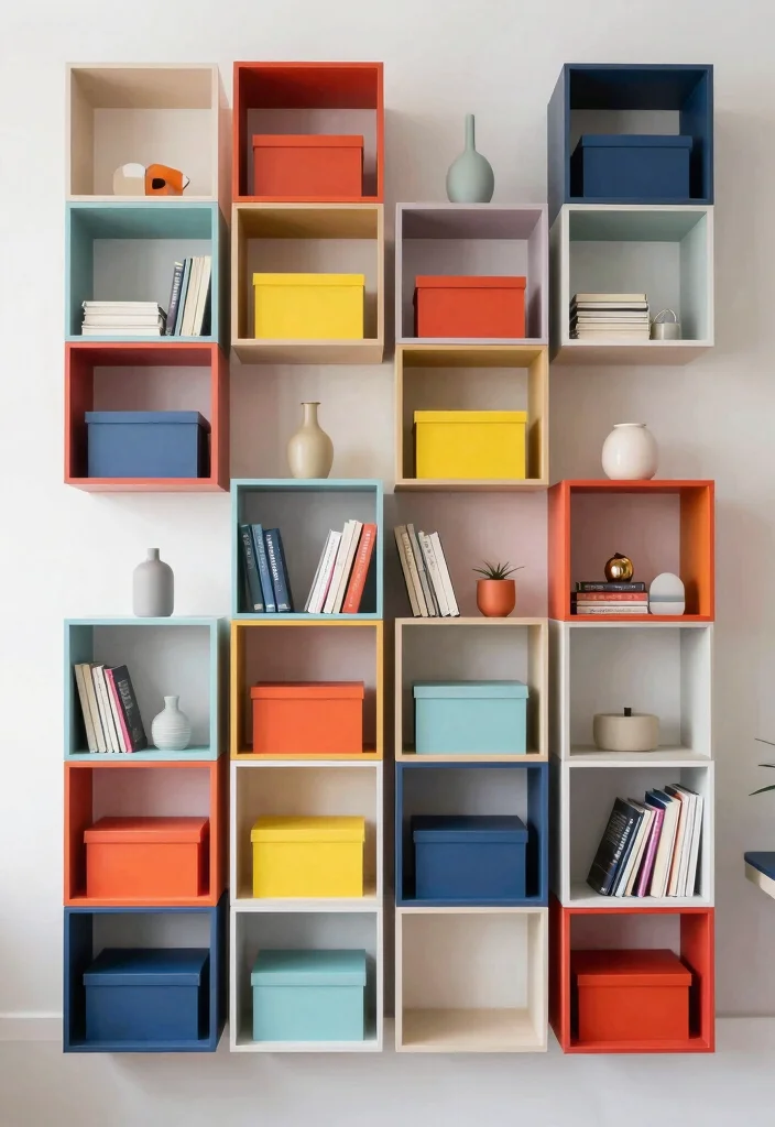 15 Office Wall Shelf Ideas That Maximize Vertical Space - 12. Stylish Cube Shelves for Compact Storage 1