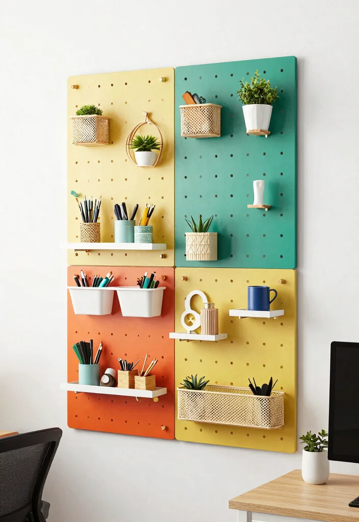 15 Office Wall Shelf Ideas That Maximize Vertical Space - 8. Pegboard for Ultimate Customizability 1