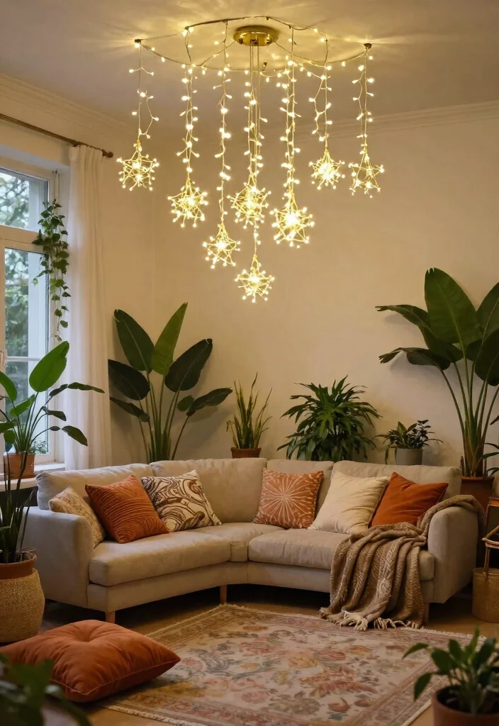 15 Plug In Pendant Light Living Room Ideas With Easy Glow - 15. Enchanted Fairy Light Pendants 1