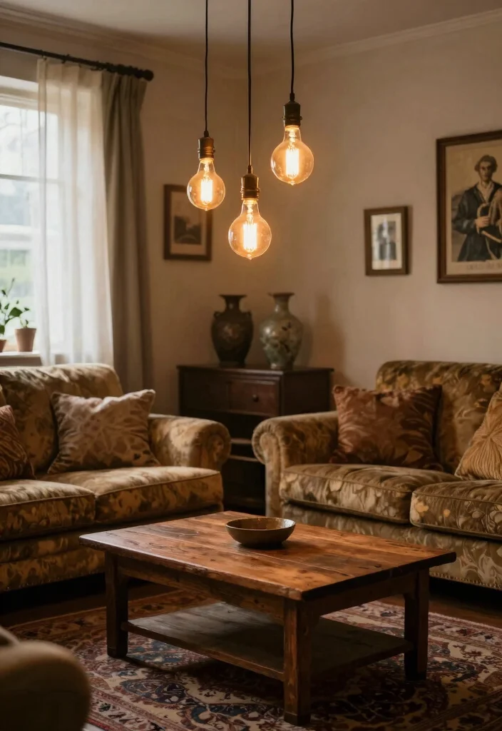 15 Plug In Pendant Light Living Room Ideas With Easy Glow - 4. Vintage-Inspired Edison Bulb Pendants 1