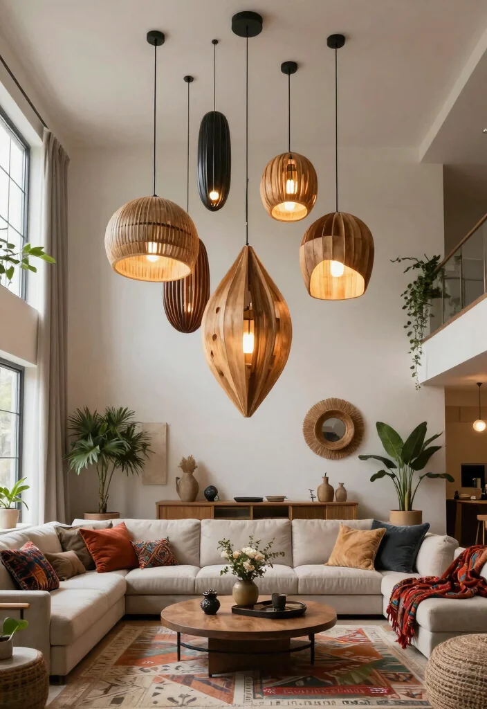 15 Plug In Pendant Light Living Room Ideas With Easy Glow - 7. Oversized Pendant Lights 1