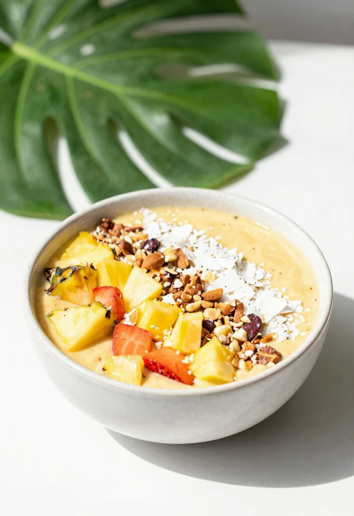 16 Coconut Water Drink Recipes: Hydrating Tropical Drinks - 16. Coconut Water Pineapple Smoothie Bowl 1