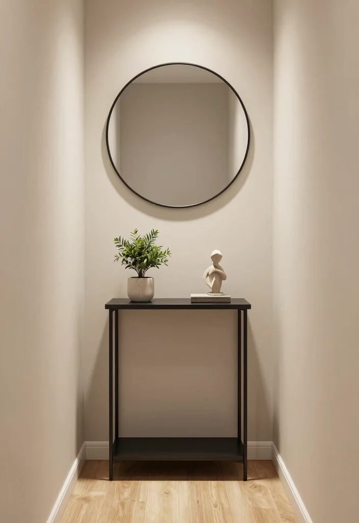 16 Francia Decoracion Stand Ideas With Elegant Display Style - 1. Minimalist Elegance for the Hallway 1