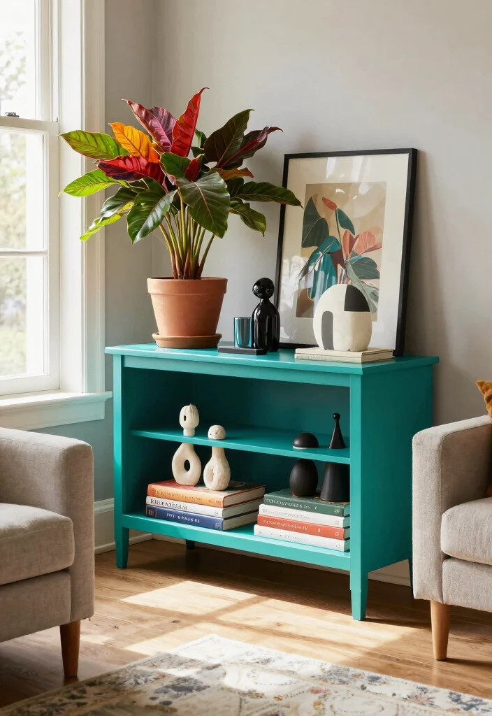 16 Francia Decoracion Stand Ideas With Elegant Display Style - 8. Vibrant Living Room Accent 1