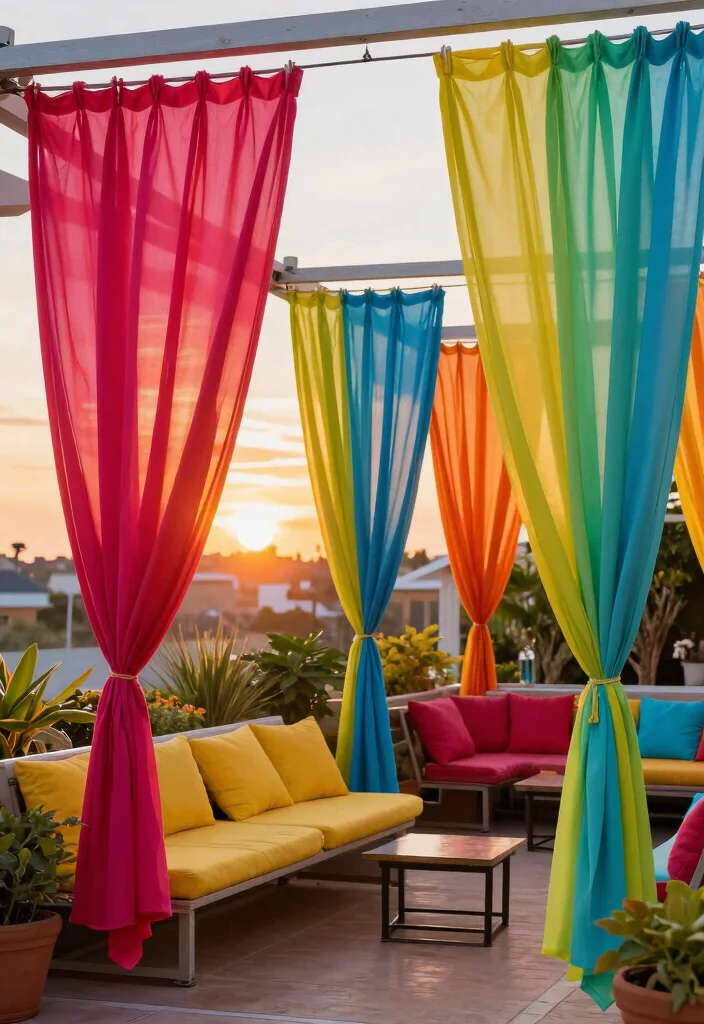 16 Patio Door Curtains Ideas With Flowing Elegance - 14. Vibrant Color Palettes 1