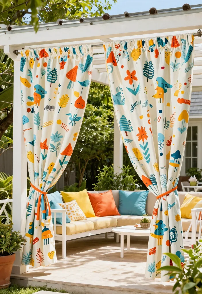 16 Patio Door Curtains Ideas With Flowing Elegance - 16. Playful Patterns and Prints 1