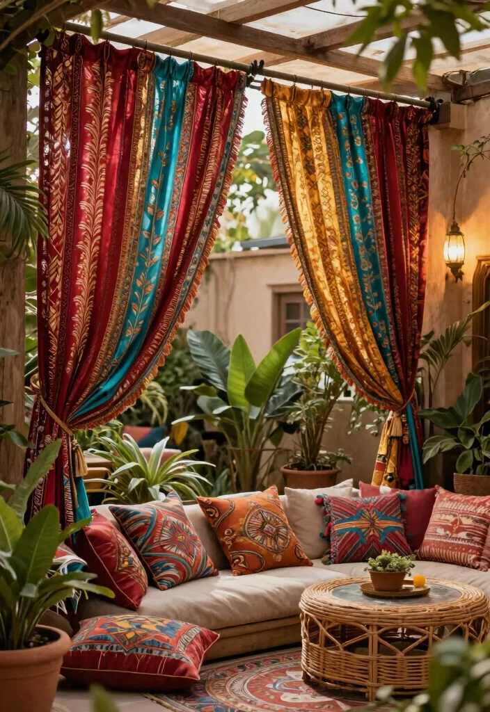 16 Patio Door Curtains Ideas With Flowing Elegance - 2. Bohemian Vibes 1