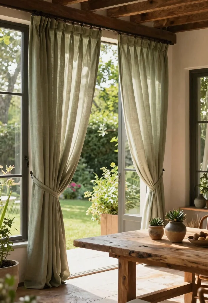 16 Patio Door Curtains Ideas With Flowing Elegance - 3. Earthy Tones 1