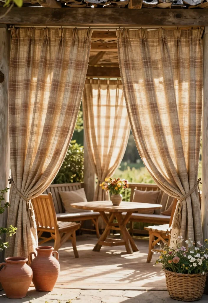 16 Patio Door Curtains Ideas With Flowing Elegance - 5. Rustic Charm 1