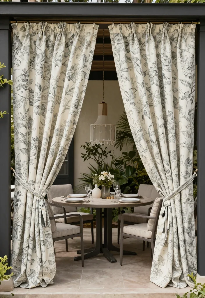 16 Patio Door Curtains Ideas With Flowing Elegance - 9. Elegant Patterns 1