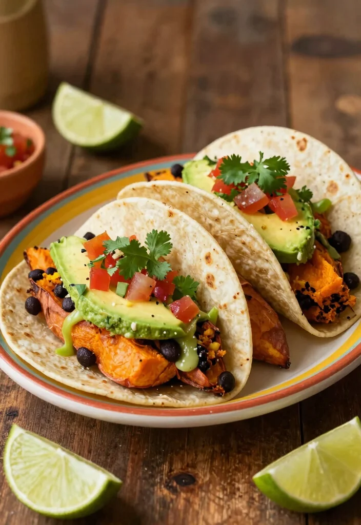 17 Baked Sweet Potato Recipes: Simple Healthy Classics - 13. Sweet Potato and Black Bean Tacos 1