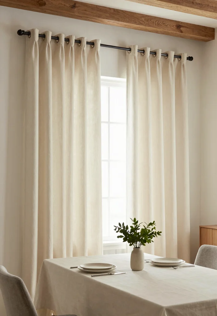 17 Cafe Curtains Dining Room Ideas With Cozy Vintage Feel - 4. Neutral Tones 1