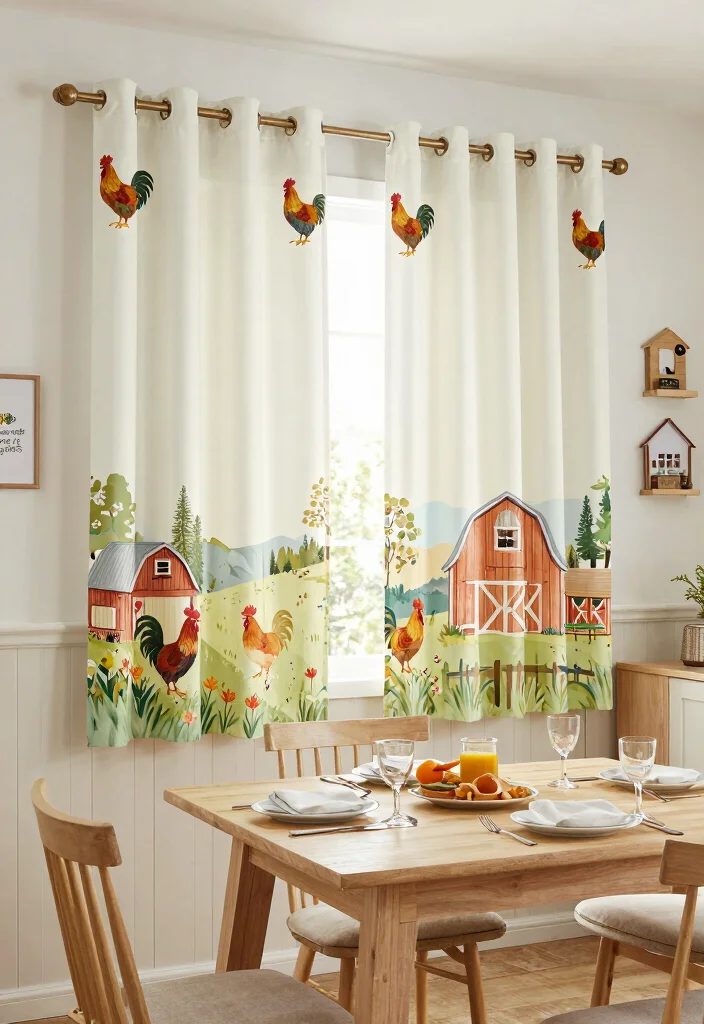 17 Cafe Curtains Dining Room Ideas With Cozy Vintage Feel - 8. Farm-Inspired Patterns 1