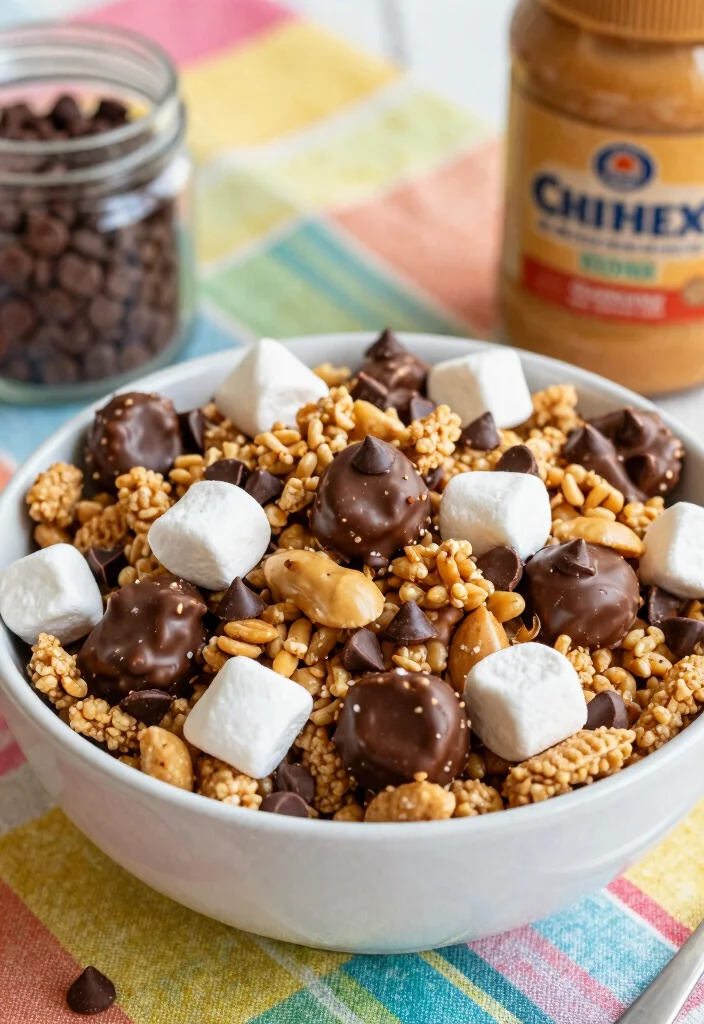 17 Chex Mix Recipes Sweet Crunchy Snack Ideas - 1. Chocolate Peanut Butter Chex Mix 1