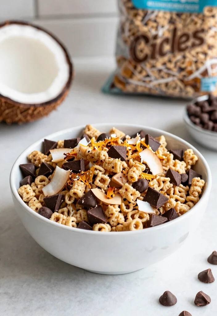 17 Chex Mix Recipes Sweet Crunchy Snack Ideas - 5. Chocolate Coconut Chex Mix 1