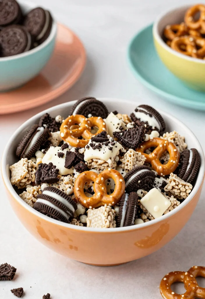 17 Chex Mix Recipes Sweet Crunchy Snack Ideas - 6. White Chocolate Oreo Chex Mix 1